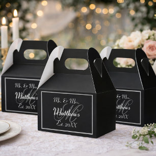 Monogram Black Bride Groom Bröllop Presentaskar