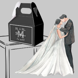 Monogram Black Bride Groom Bröllop Presentaskar