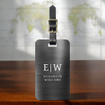 Monogram Black Brushed Metallic Elegant Bagagebricka<br><div class="desc">Öka din resupplevelse med vår klassiska Elegant Modern Minimalist Monogram Luggage Tag-kod. Detta noggrant designade tillbehör kombinerar sömlöst elegans med contemporaryns minimalism, och ser till att ditt bagage är sofistikerat. Den här bagagetaggen är utformad med precision och noggrannhet. Den är mer än bara en praktisk artikel. Den är en personlig...</div>