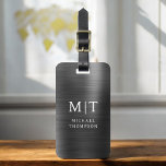 Monogram Black Brushed Metallic Elegant Bagagebricka<br><div class="desc">Öka din resupplevelse med vår klassiska Elegant Modern Minimalist Monogram Luggage Tag-kod. Detta noggrant designade tillbehör kombinerar sömlöst elegans med contemporaryns minimalism, och ser till att ditt bagage är sofistikerat. Den här bagagetaggen är utformad med precision och noggrannhet. Den är mer än bara en praktisk artikel. Den är en personlig...</div>