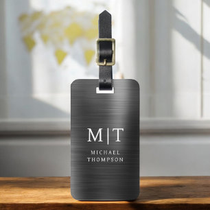 Monogram Black Brushed Metallic Elegant Bagagebricka