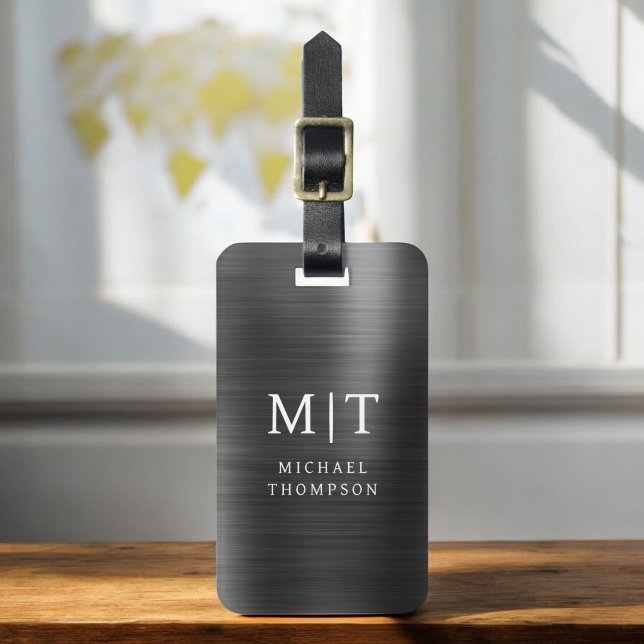 Monogram Black Brushed Metallic Elegant Bagagebricka (Skapare uppladdad)
