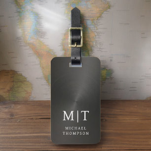 Monogram Black Brushed Metallic Elegant Bagagebricka