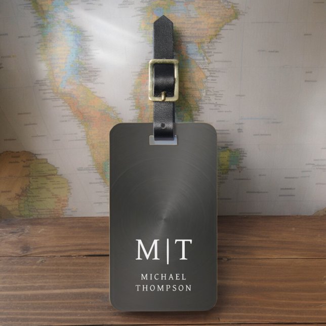 Monogram Black Brushed Metallic Elegant Bagagebricka (Skapare uppladdad)