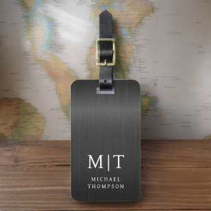 Monogram Black Brushed Metallic Elegant Bagagebricka