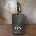 Monogram Black Brushed Metallic Elegant Bagagebricka<br><div class="desc">Öka din resupplevelse med vår klassiska Elegant Modern Minimalist Monogram Luggage Tag-kod. Detta noggrant designade tillbehör kombinerar sömlöst elegans med contemporaryns minimalism, och ser till att ditt bagage är sofistikerat. Den här bagagetaggen är utformad med precision och noggrannhet. Den är mer än bara en praktisk artikel. Den är en personlig...</div>