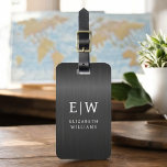 Monogram Black Brushed Metallic Elegant Bagagebricka<br><div class="desc">Öka din resupplevelse med vår klassiska Elegant Modern Minimalist Monogram Luggage Tag-kod. Detta noggrant designade tillbehör kombinerar sömlöst elegans med contemporaryns minimalism, och ser till att ditt bagage är sofistikerat. Den här bagagetaggen är utformad med precision och noggrannhet. Den är mer än bara en praktisk artikel. Den är en personlig...</div>