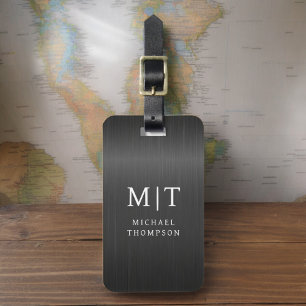 Monogram Black Brushed Metallic Elegant Bagagebricka