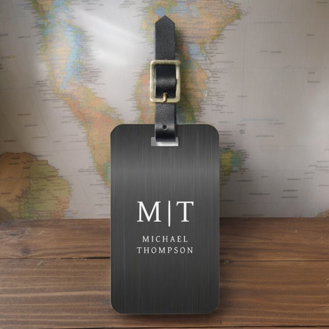 Monogram Black Brushed Metallic Elegant Bagagebricka (Skapare uppladdad)