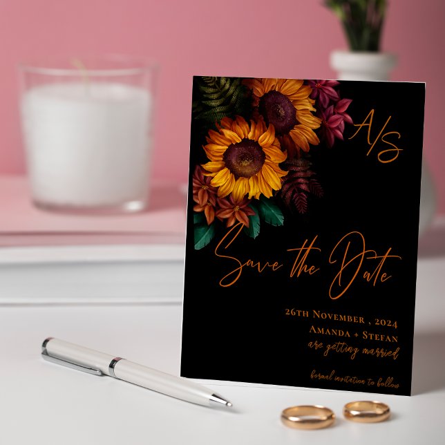 Monogram Black Burnt Orange Bröllop spara datum (Monogram Black Burnt Orange Wedding Save the Date)