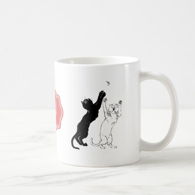 Monogram Black Cat Art nouveau Chatta Noir Steinle Kaffemugg (Höger)