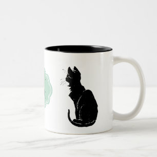 Monogram Black Cat Art nouveau Chatta Noir Steinle Två-Tonad Mugg