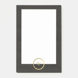 Monogram Black Chalkboard Gold Foil Simple Modern Post-it Block