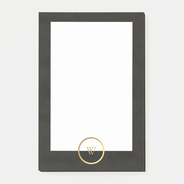 Monogram Black Chalkboard Gold Foil Simple Modern Post-it Block (Framsida)