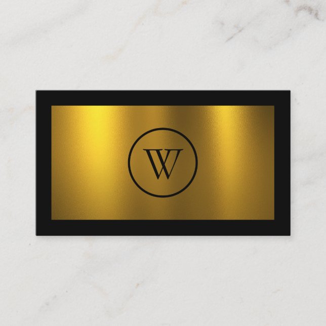 Monogram Black Chalkboard Gold Foil Simple Modern Visitkort (Framsida)