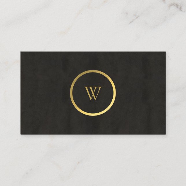 Monogram Black Chalkboard Gold Foil Simple Modern Visitkort (Framsida)