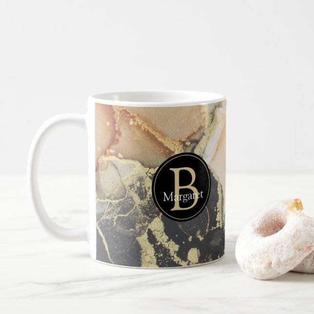 Monogram Black Coral Guld-kaffe Mugg (Med munk)
