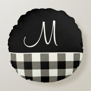 Monogram Black Cream Buffalo Play Rund Kudde