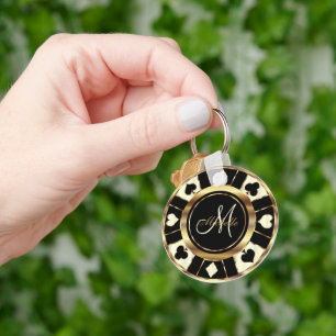 Monogram Black, Cream Ivory och Guld Las Vegas Nyckelring