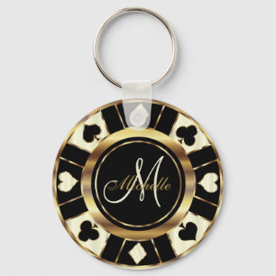 Monogram Black, Cream Ivory och Guld Las Vegas Nyckelring