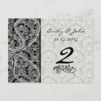 Monogram Black Damask-Bordsnummer-kort