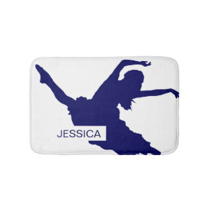 Monogram Black Dancer Silhouette IllustrationBlu Badrumsmatta