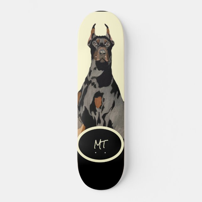 monogram Black Doberman Pincher Black & Tan Mini Skateboard Bräda 18,5 Cm (Framsida)