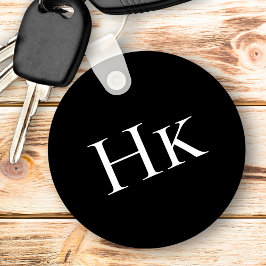 Monogram Black Elegant Classic Monogrammed Initial Nyckelring