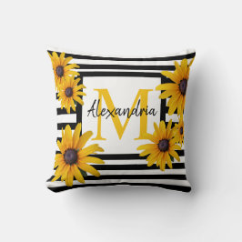 Monogram Black Eyed Susan Gult Black Rand Kudde