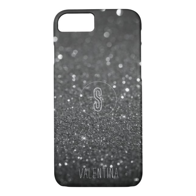 Monogram Black Glitter Gnistra Case-Mate iPhone Skal (Baksida)