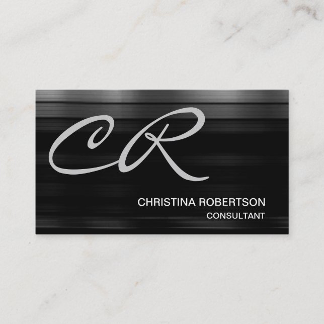 Monogram Black Grått Consultant Affärskort Visitkort (Framsida)