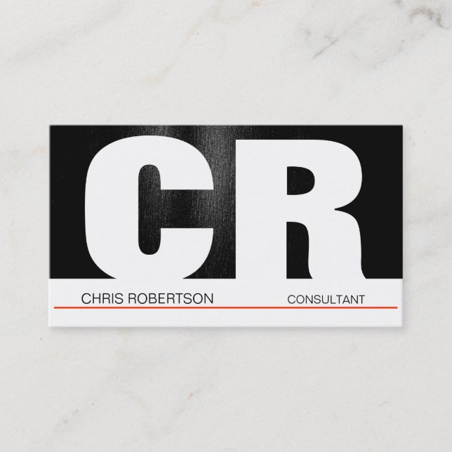 Monogram Black Grått Red White Affärskort Visitkort (Framsida)