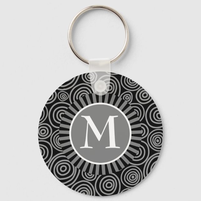 Monogram Black Grått Spiral - Manar Personlig Nyckelring (Framsida)