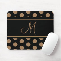 Monogram Black Guld Brown Polka dots