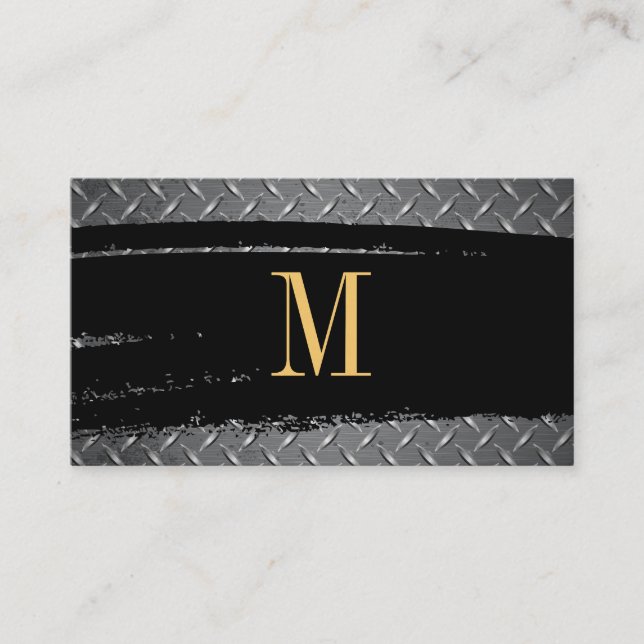 Monogram Black/Guld Brushed | Ståldiamantplatta Visitkort (Framsida)