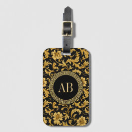 Monogram Black Guld Classy Elegant Mönster Bagagebricka