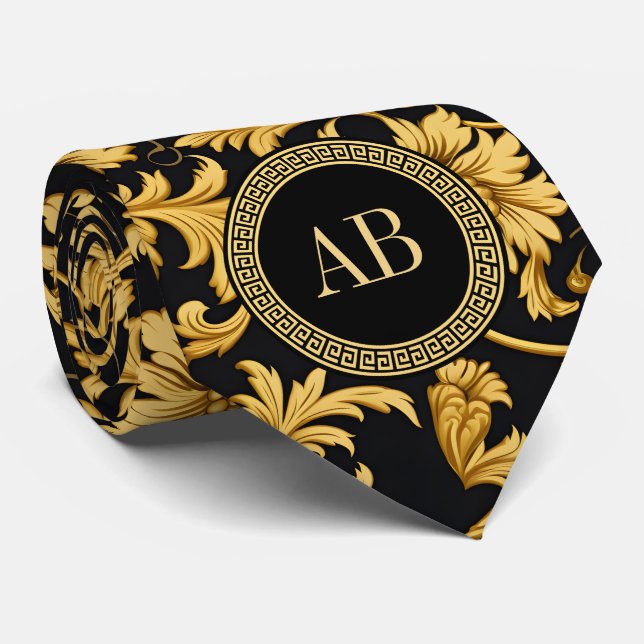 Monogram Black Guld Classy Elegant Mönster Slips (Rullad)