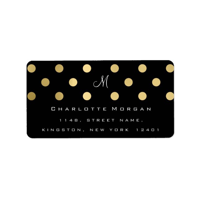 Monogram Black Guld Dots Cement Logotyp OSA Adressetikett (Framsidan)