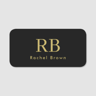 Monogram Black Guld Elegant Modern minimalist Namnbricka