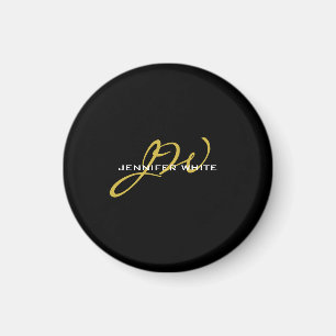 Monogram Black Guld Färg, den moderna, egna Namn Magnet