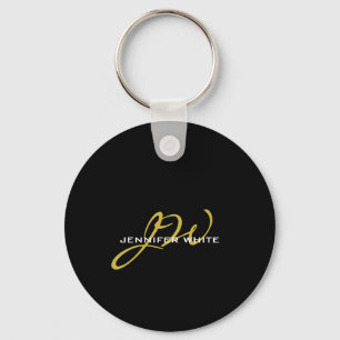 Monogram Black Guld Färg, den moderna, egna Namn Nyckelring