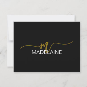 Monogram Black Guld Färg Personal Vykort