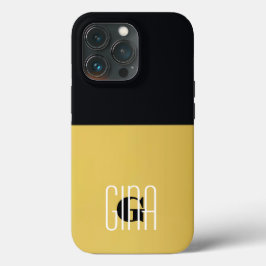 Monogram Black Guld & Girly Söt Initial