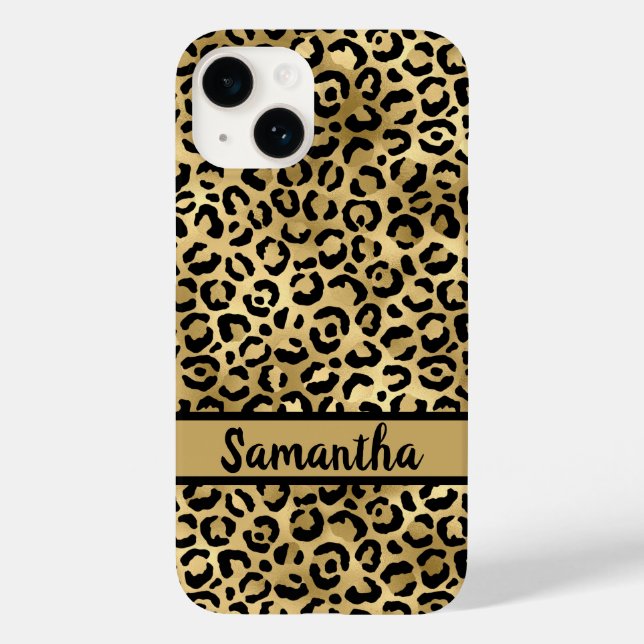 Monogram Black Guld Leopard Cheetah Skriv ut (Baksida)