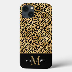 Monogram Black Guld Leopard Spots Mönster