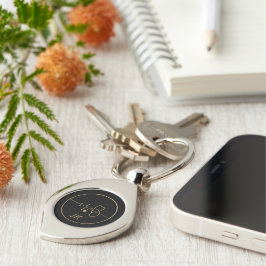 Monogram Black Guld Medical Stethoscope Heartslag Swirl Silverfärgad Nyckelring