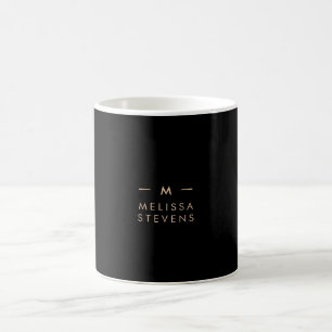 Monogram Black Guld   Modern Chic Elegant Kaffemugg