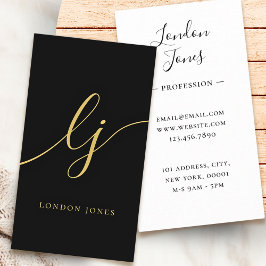 Monogram Black Guld Modern femininisk kalligrafi Visitkort