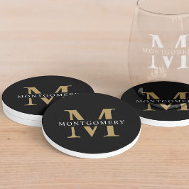 Monogram Black Guld Modern Minimal Underlägg