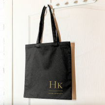 Monogram Black Guld Modern Minimalist Elegant Tote
